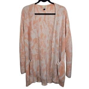 Universal‎ Thread Womens Large Open Front Cardigan Chunky Knit Tie Dye Coral